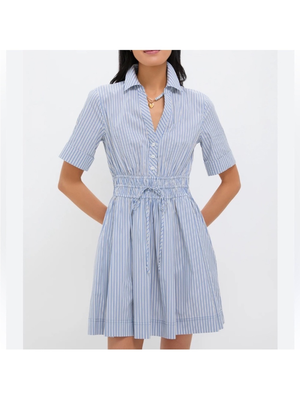 Veronica Beard Susan Blue and White Striped Shirt Poplin Mini Dress, size 0